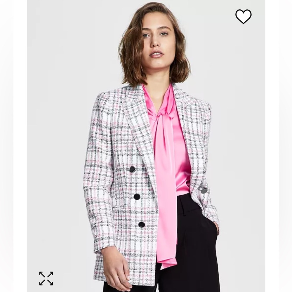 NWT BAR III Plaid Blazer in black, pink, and white plaid